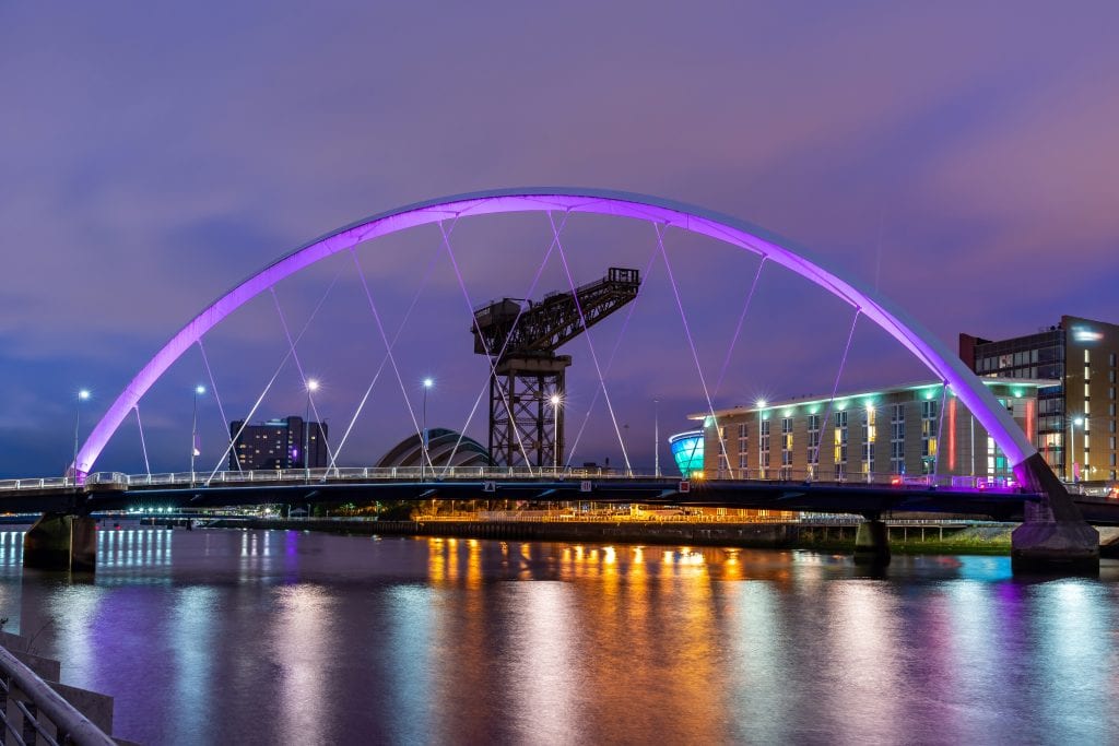 Clyde Arc bridge over the River Clyde in Glasgow